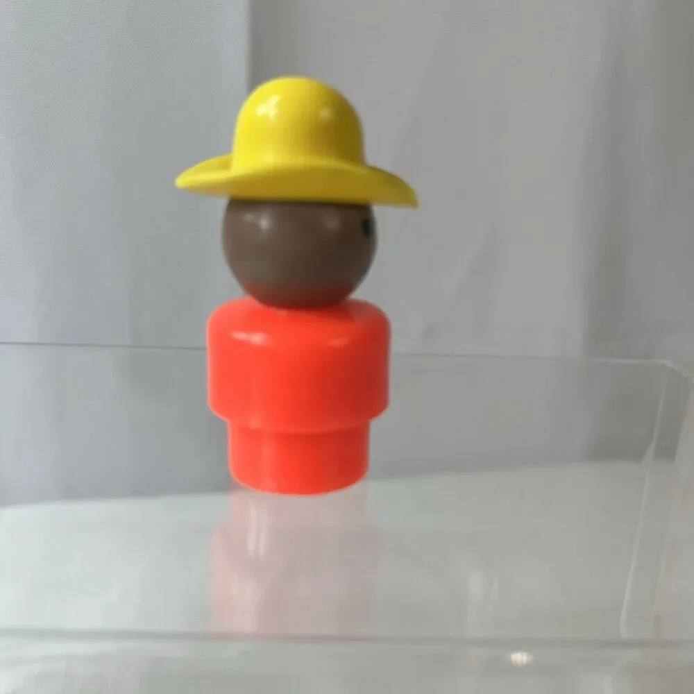 Vintage Fisher Price Little People Orange Boy Cowboy Yellow Hat